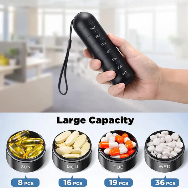Pill Organizer Aluminum 7 Day Travel Container Waterproof - Tophatter Daily Deals