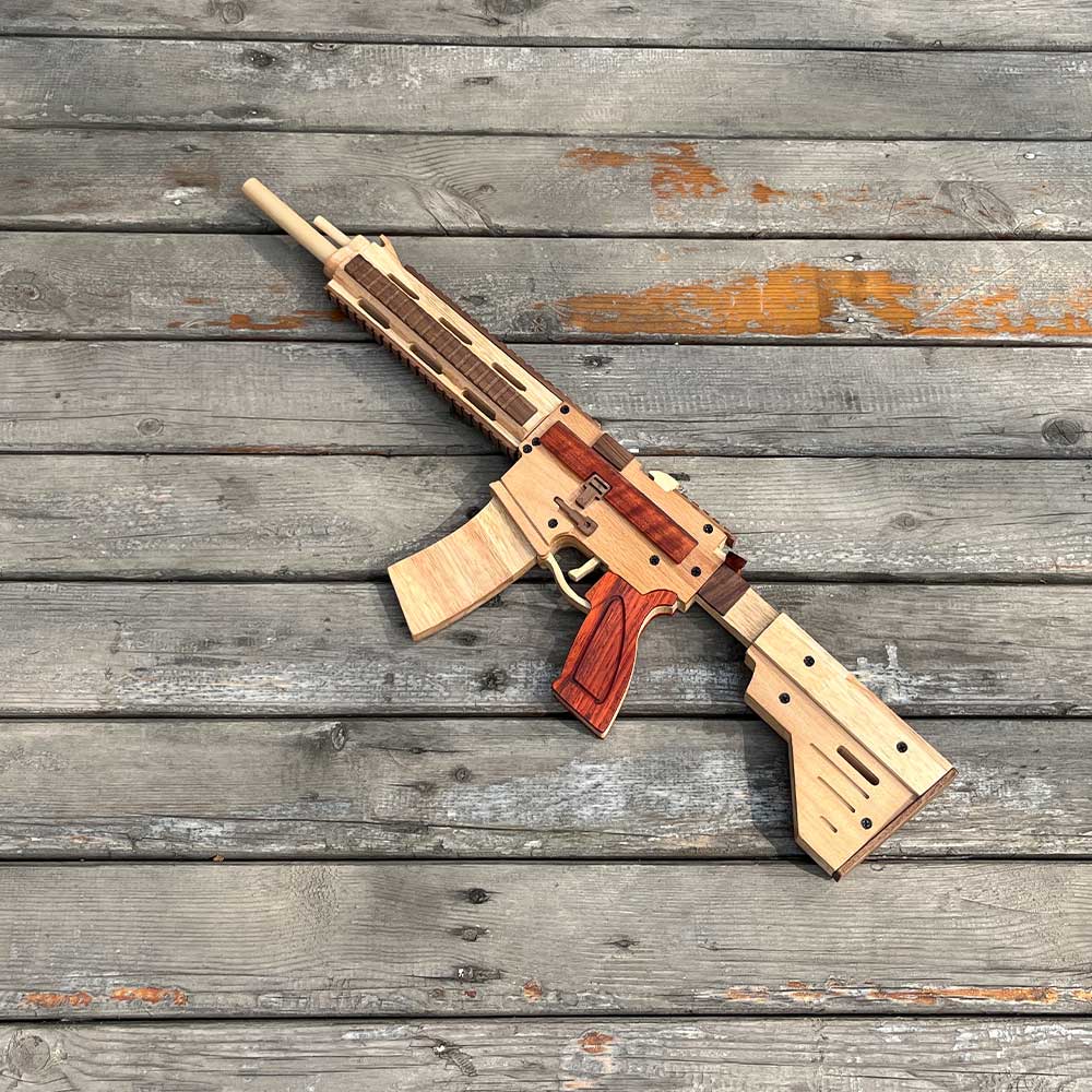 M416 Wooden Rubber Band Gun Model Kit - Tophatter Daily Deals