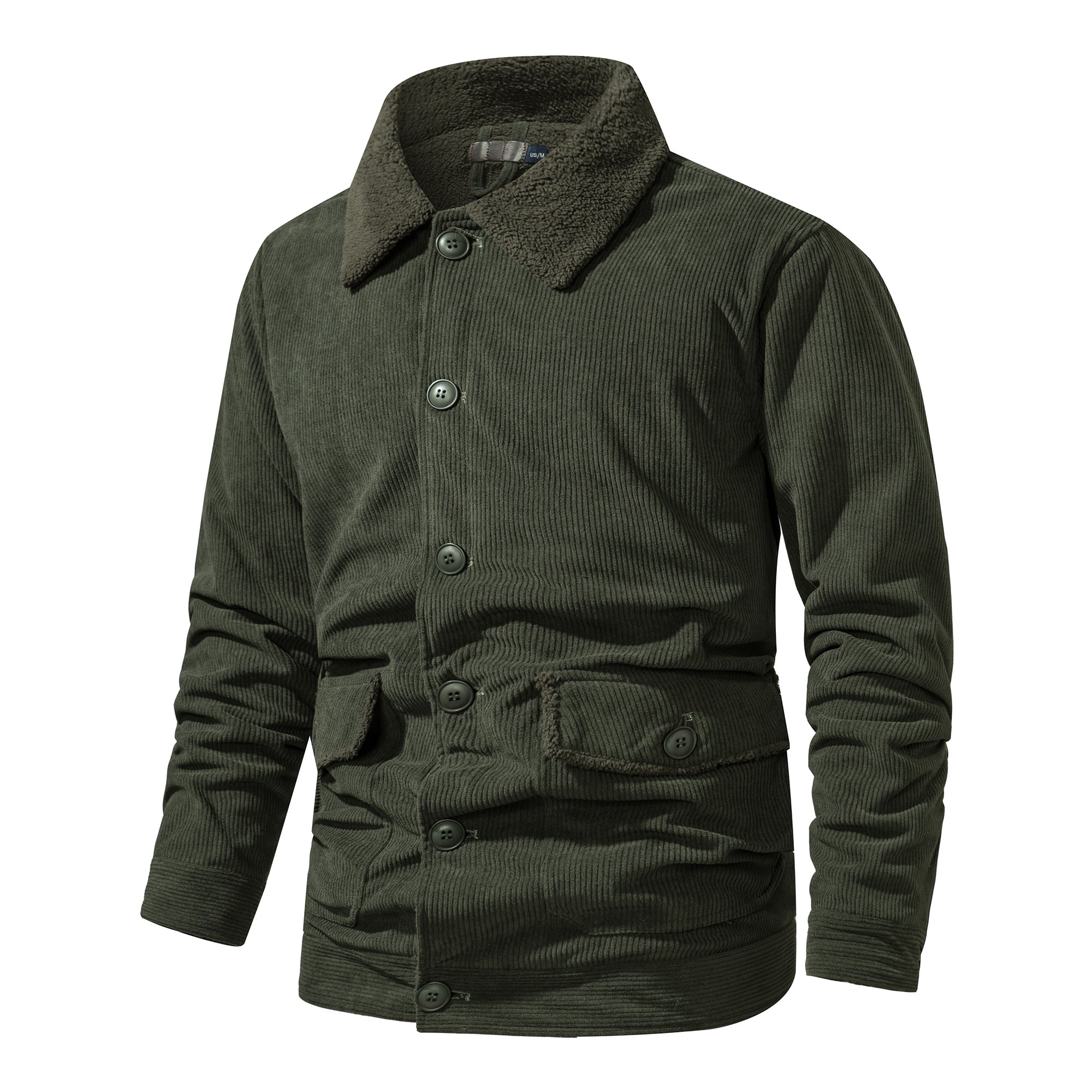 Warm Cozy Men's Jacket - Mid Length Corduroy Sherpa - Tophatter Daily Deals