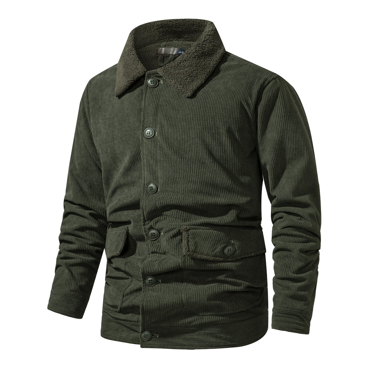 Warm Cozy Men's Jacket - Mid Length Corduroy Sherpa - Tophatter Daily Deals