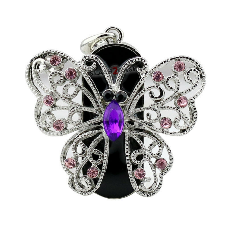 Crystal Diamond Butterfly USB Flash Drive 2.0 Necklace Charm 16 GB USB Flash Drive - Tophatter Daily Deals