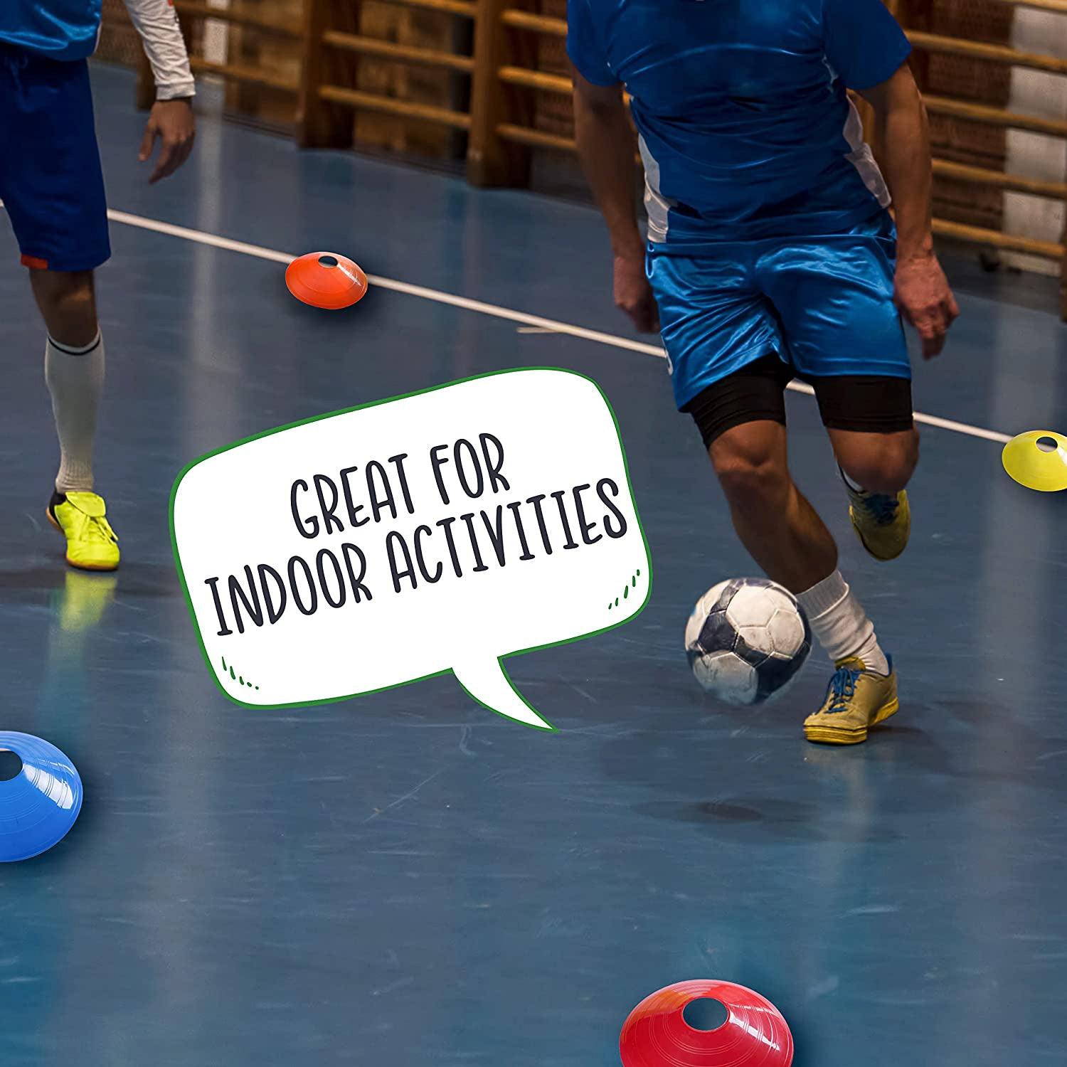 Football Training Cones – Indoor/Outdoor Use – Set of 50 Sports Safety Space Marker Cones with Stand and Bag. Soccer - Tophatter Daily Deals