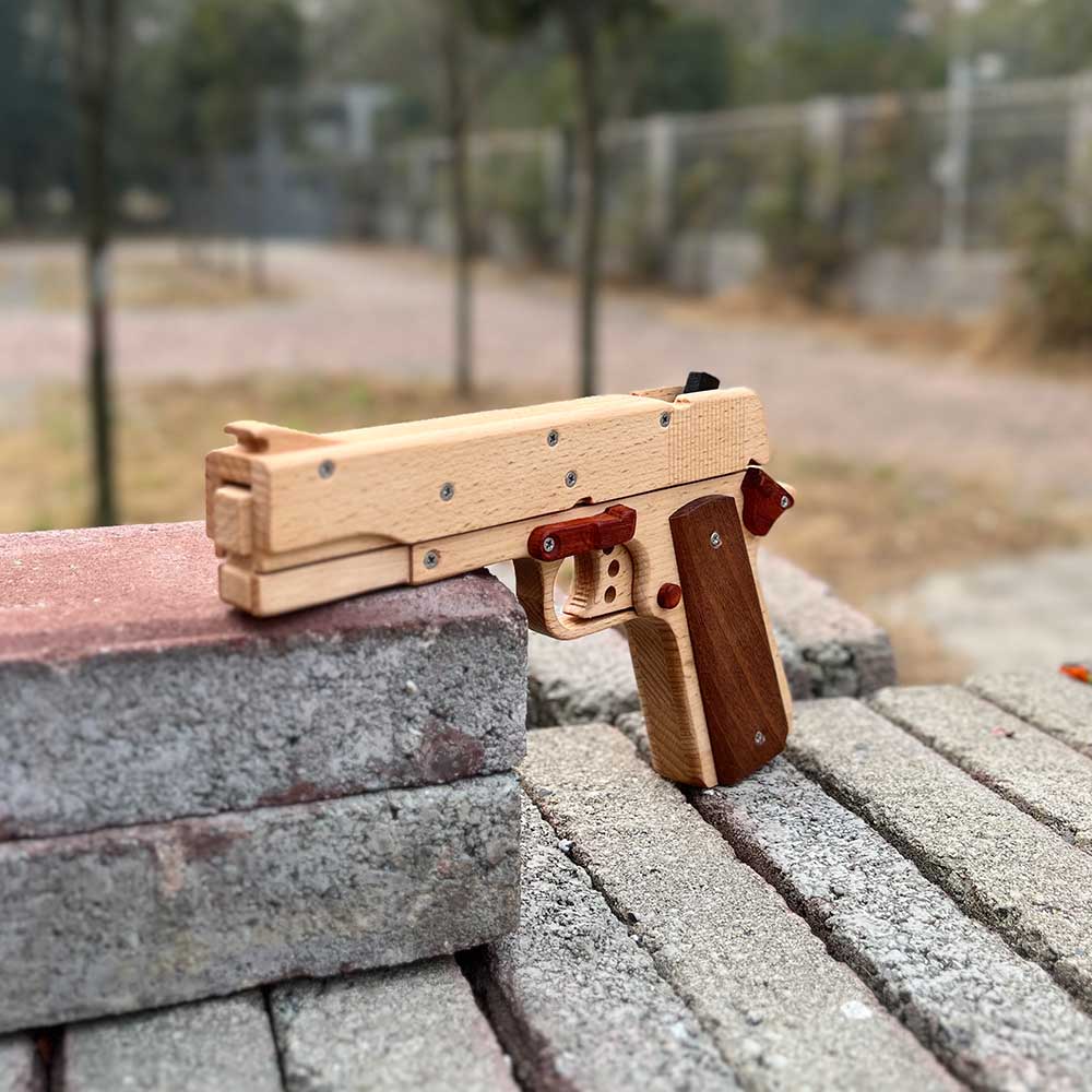 Assembled M1911 Wooden Replica Rubber Band Gun - Tophatter Daily Deals