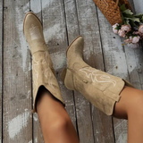 Soft Classic Womens Cowboy Boots - Knee-High Suede Casual Beige - Tophatter Daily Deals