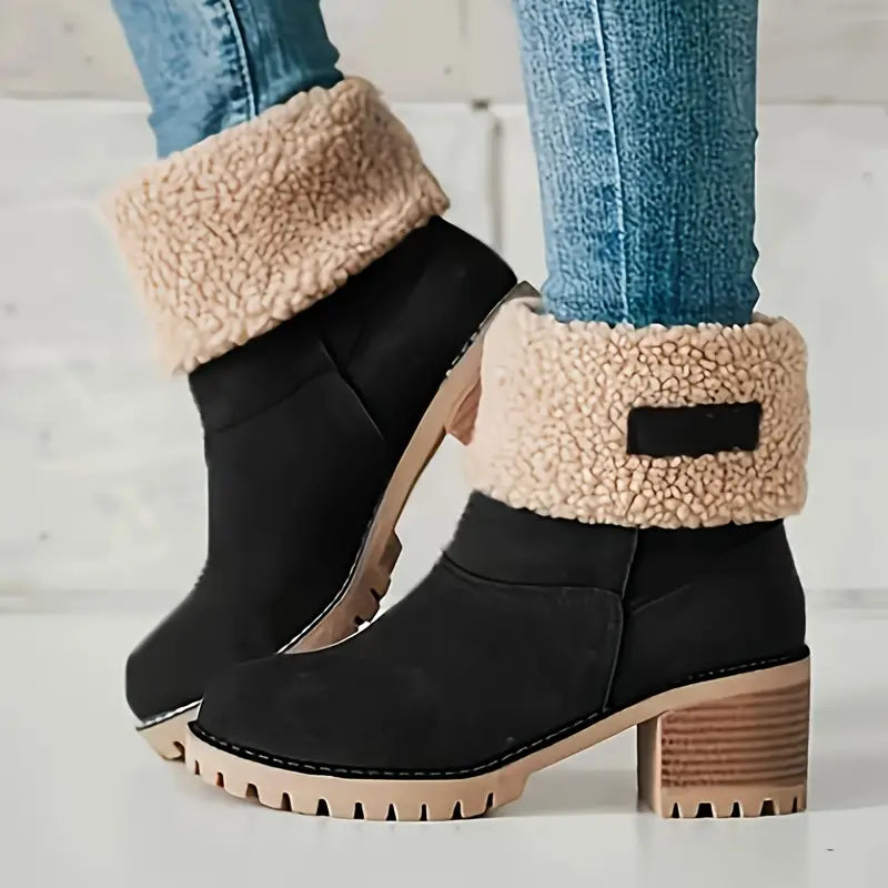 Warm Cozy Women’s Ankle Boots - Platform, Fleece Lined - Tophatter Daily Deals