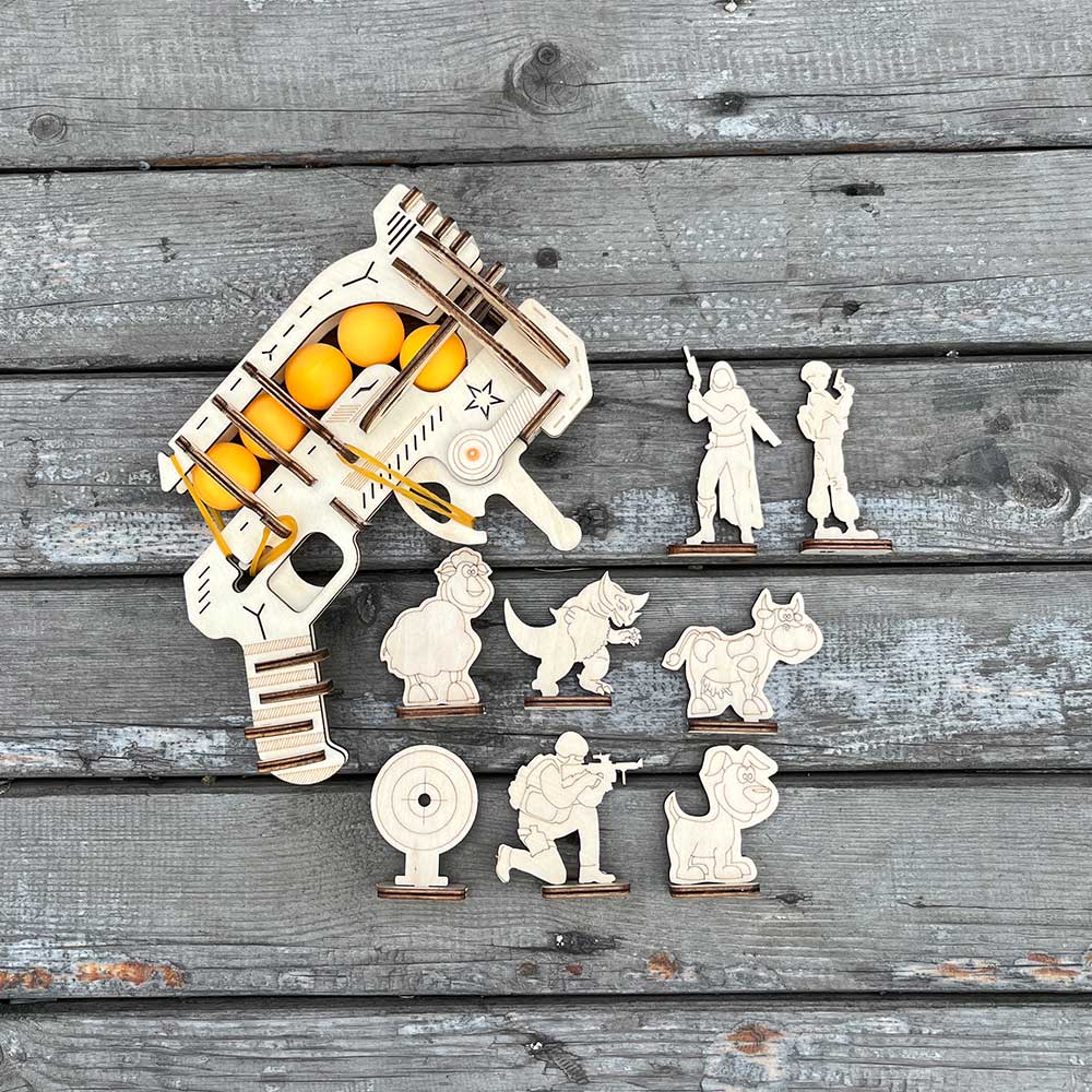 Ranger Ping Pong Ball Shooter Wooden Rubber Band Gun Model Kit - Tophatter Daily Deals