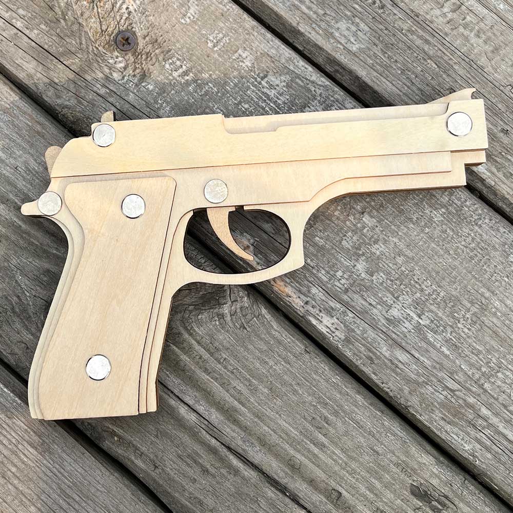 Assembled M92F Wooden Rubber Band Gun - Tophatter Daily Deals
