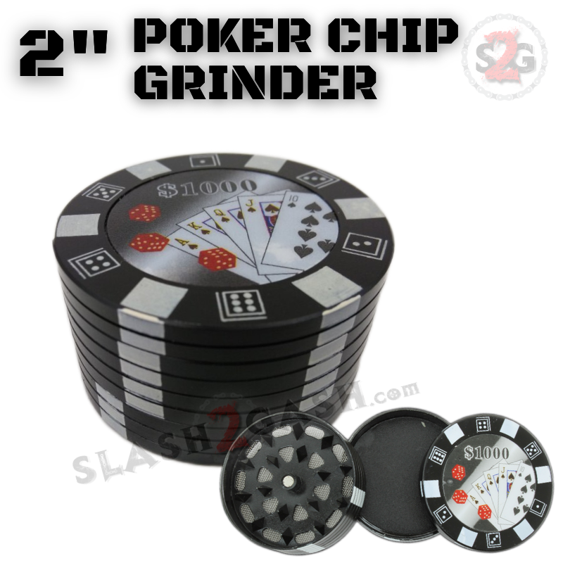 2" Casino Poker Chips Tobacco Herb Grinder - 3 pieces METAL Smoking Accessories - Tophatter Daily Deals