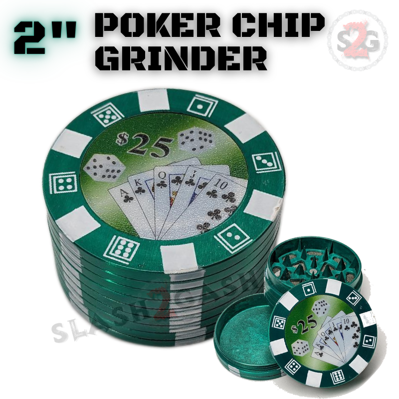2" Casino Poker Chips Tobacco Herb Grinder - 3 pieces METAL Smoking Accessories - Tophatter Daily Deals