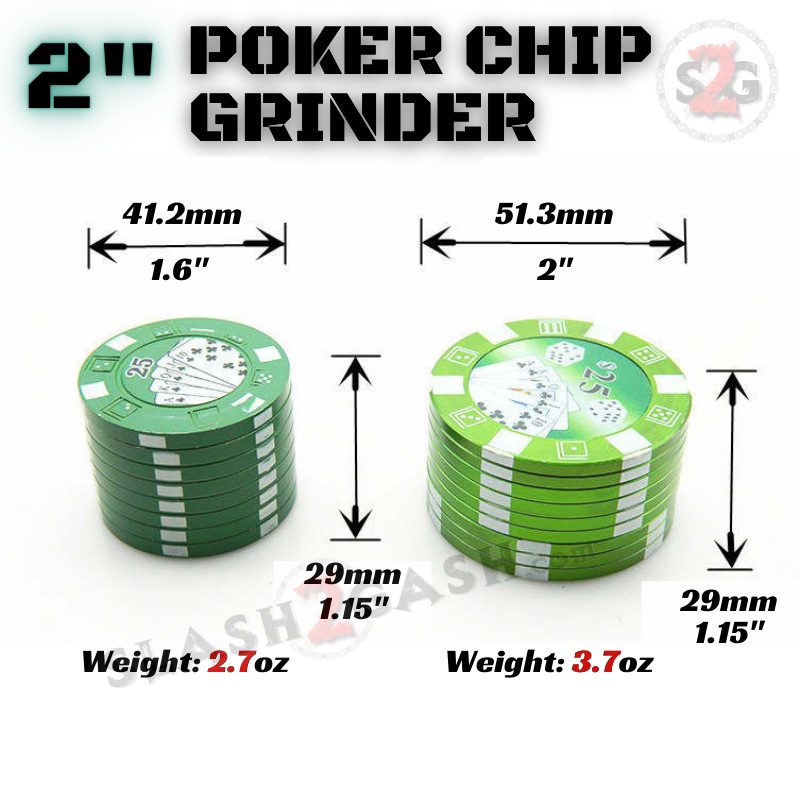 2" Casino Poker Chips Tobacco Herb Grinder - Blue 3 pieces METAL Smoking Accessories - Tophatter Daily Deals