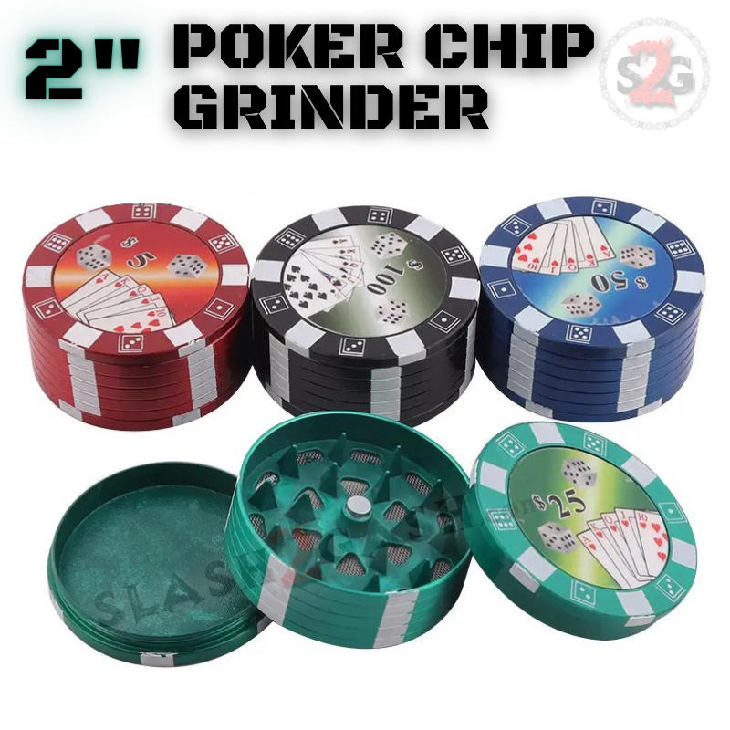 2" Casino Poker Chips Tobacco Herb Grinder - 3 pieces METAL Smoking Accessories - Tophatter Daily Deals