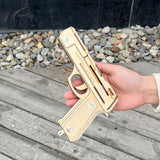 Solid Wooden Rubber Band Pistol With Functional Clip - Tophatter Daily Deals
