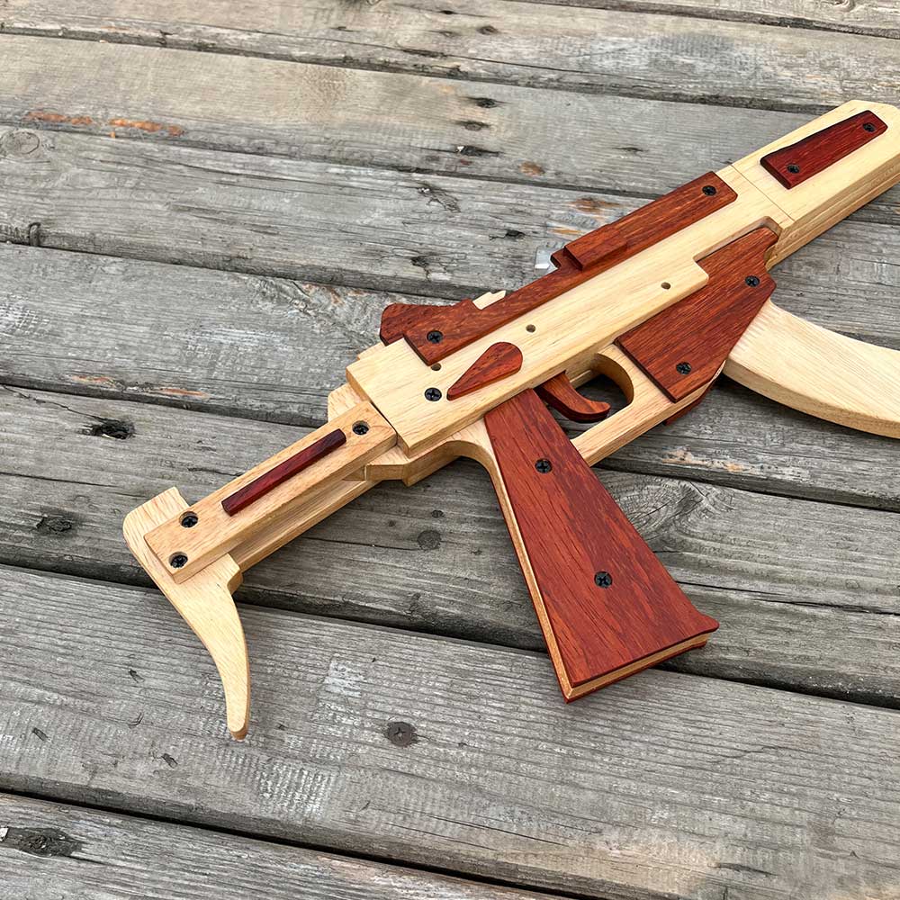 Solid Beech Wood MP5 SMG Replica Rubber Band Gun Model Kit - Tophatter Daily Deals