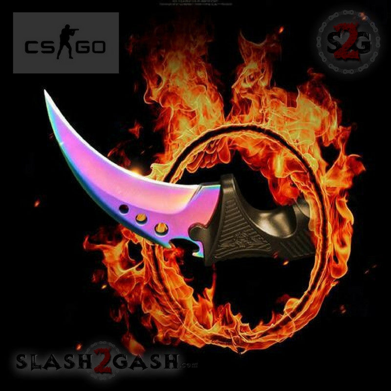 CSGO ELITE Rainbow Fade Karambit FULL TANG Tactical Claw Neck Knife Knife-Fixed - Tophatter Daily Deals