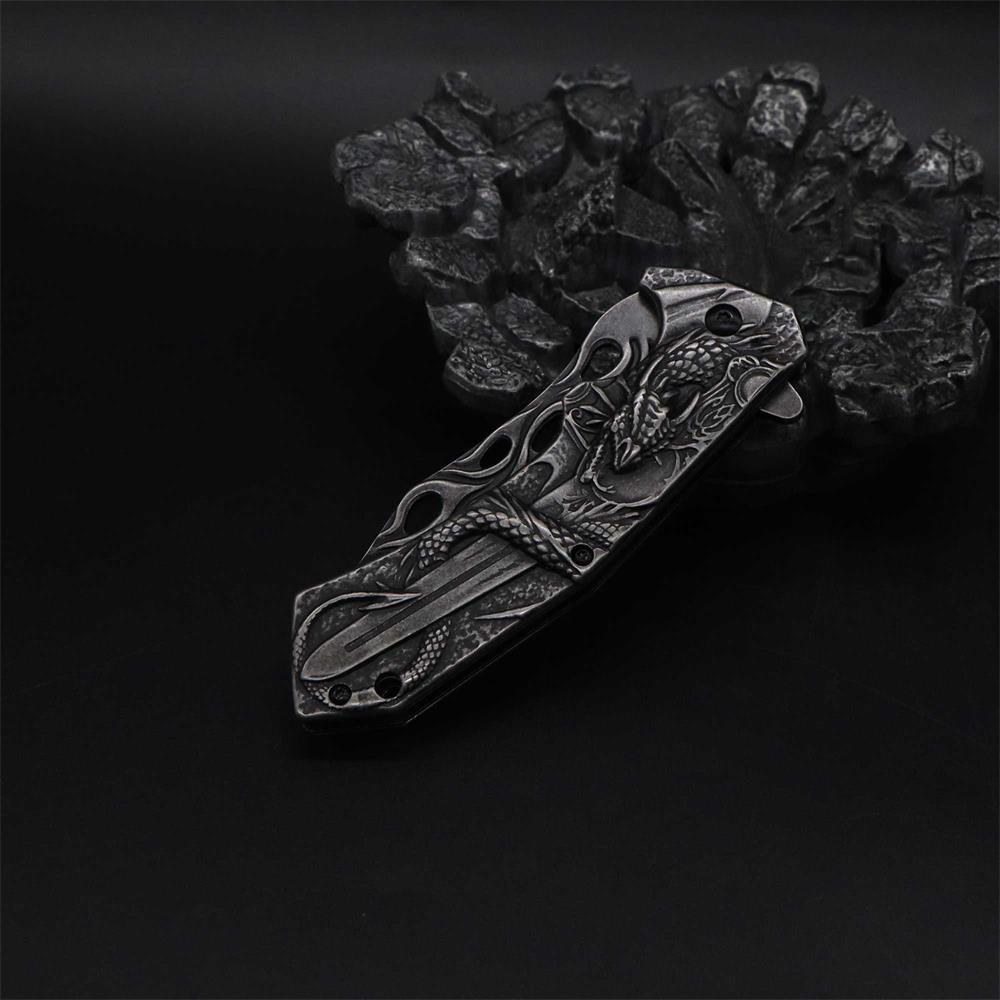 Cool Dragon With Sword Folding Knife - Tophatter Daily Deals