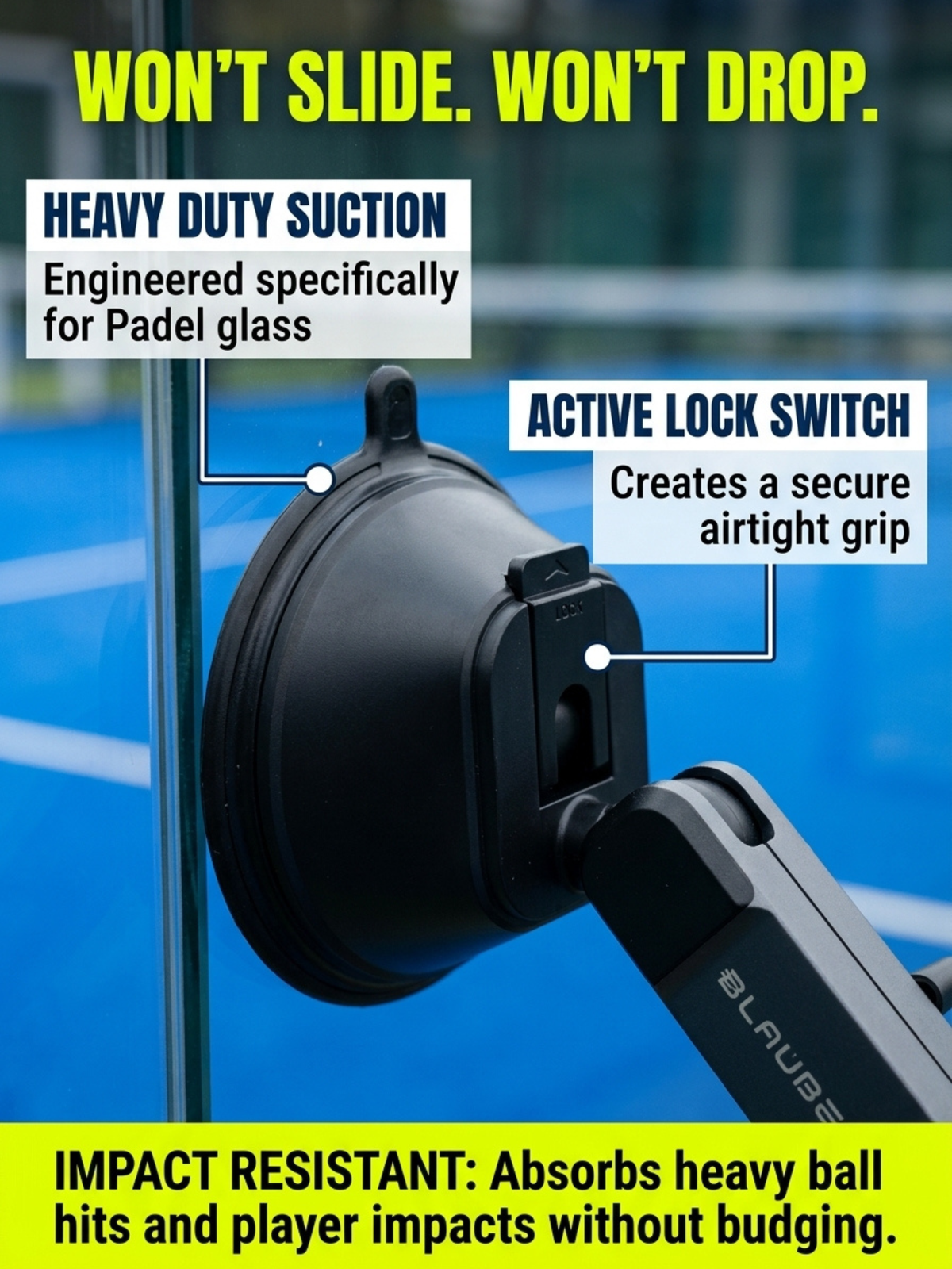 Padel Phone Holder for Glass Courts – MagSafe Compatible with Double Suction Cup & Aluminum Arm Phone Mounts & Holders - Tophatter Daily Deals
