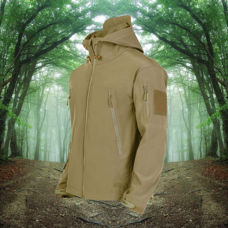 Waterproof Men's Outdoor Jacket - Military Cut, Poly Blend Khaki - Tophatter Daily Deals