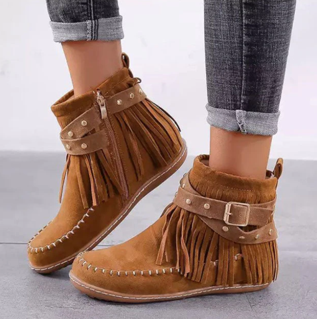 Soft Cozy Women’s Ankle Boots – Fringe, Faux Suede, Daily Brown - Tophatter Daily Deals
