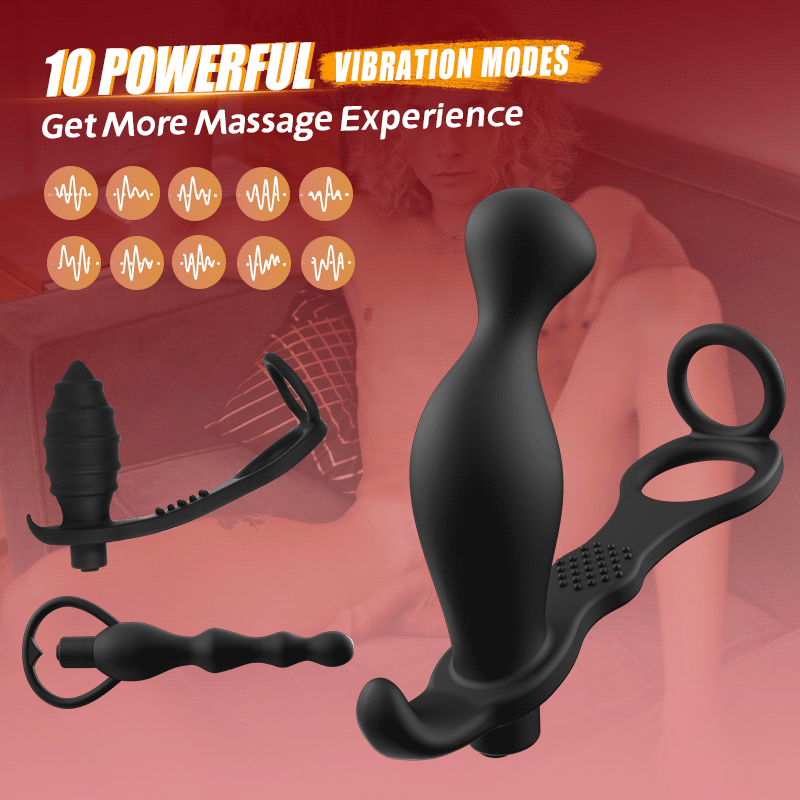 Abe - 10 Vibrating Prostate Massager Set 3PCS Anal Toys - Tophatter Daily Deals