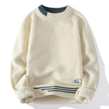 Soft Mens Crewneck Sweater - Relaxed Knit, Warm Casual Beige - Tophatter Daily Deals
