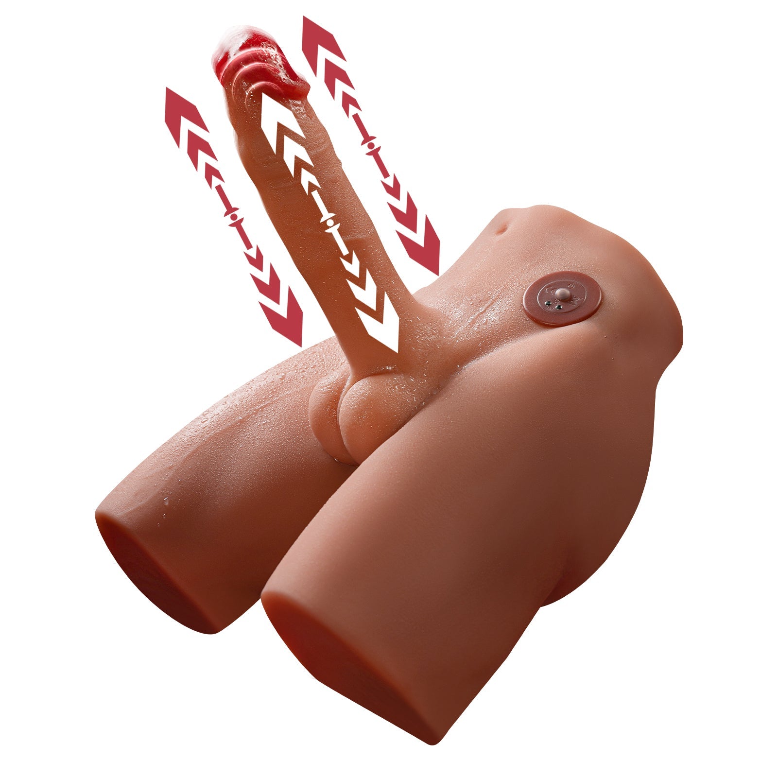 Eronight - Realistic Butt with 7 Inch Thrusting Vibrating Dildo Brown Brown Masturbators - Tophatter Daily Deals