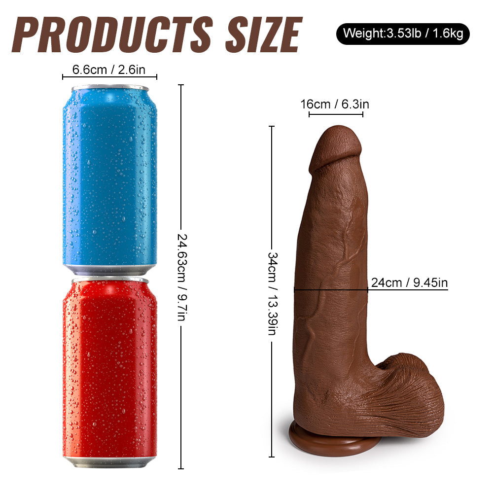Acmejoy - Silicone Adult Sex Toys Long Brown Dildo with Suction Cup for Hands-Free Play 13.39 in Dildos - Tophatter Daily Deals