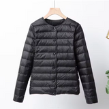Lightweight Women Down Jacket - Cropped Boxy, Down, Layering Black - Tophatter Daily Deals