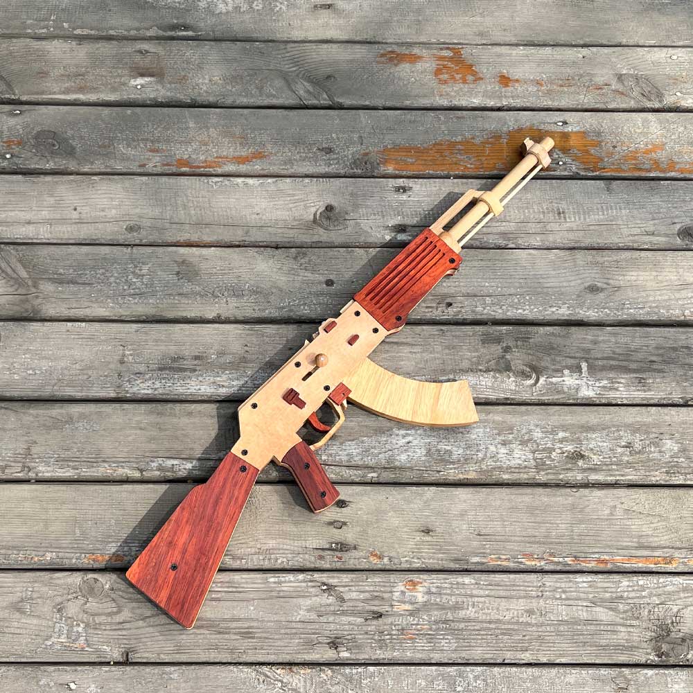 AK47 Wooden Replica Rubber Band Gun Model Kit - Tophatter Daily Deals