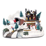Illuminated Christmas Scene With Movement Xmas Model Village | Light Up LED Animated Christmas Village Ornament | Design Varies One Supplied Model Village - Tophatter Daily Deals