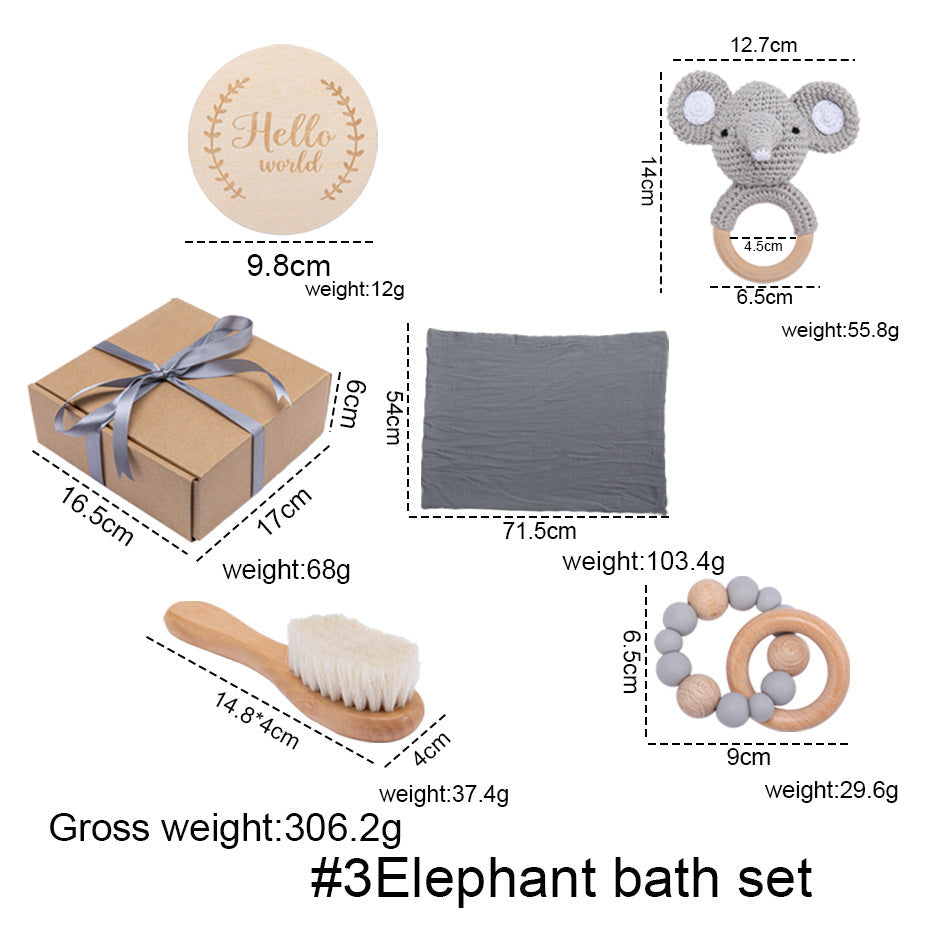 Baby Gift Box Set Bath Towel Toys Elephant Bath Set 0 - Tophatter Daily Deals