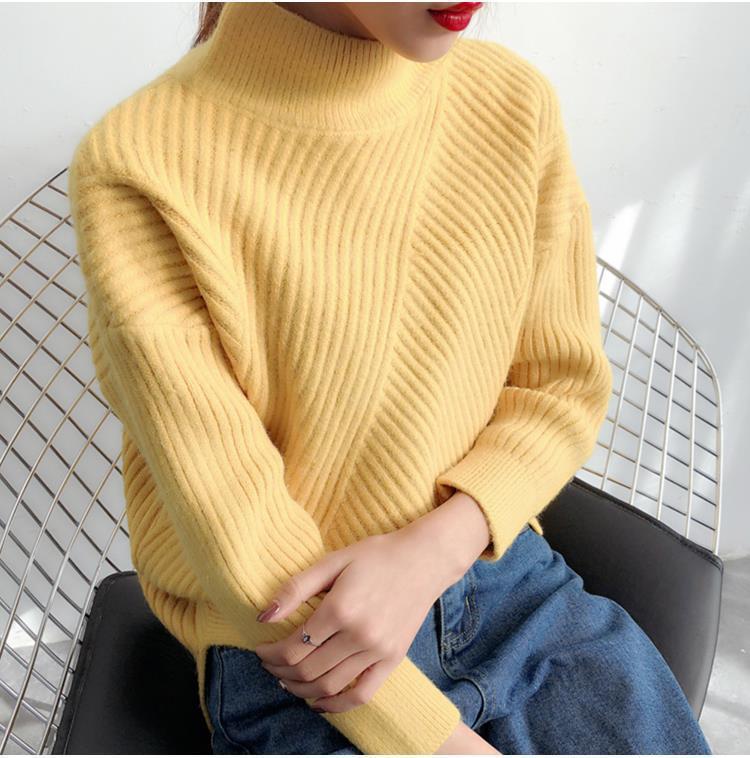 Soft Women’s Sweater - Loose Half High Collar, Ribbed Knit Yellow One size 3D Changing Face Moving Picture Frame - Tophatter Daily Deals