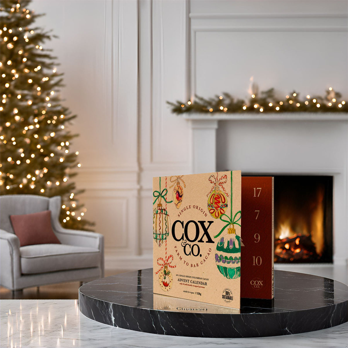 Cox & Co. 60% Single-Origin Dark Chocolate Christmas Advent Calendar for Adults Advent Calendar - Tophatter Daily Deals