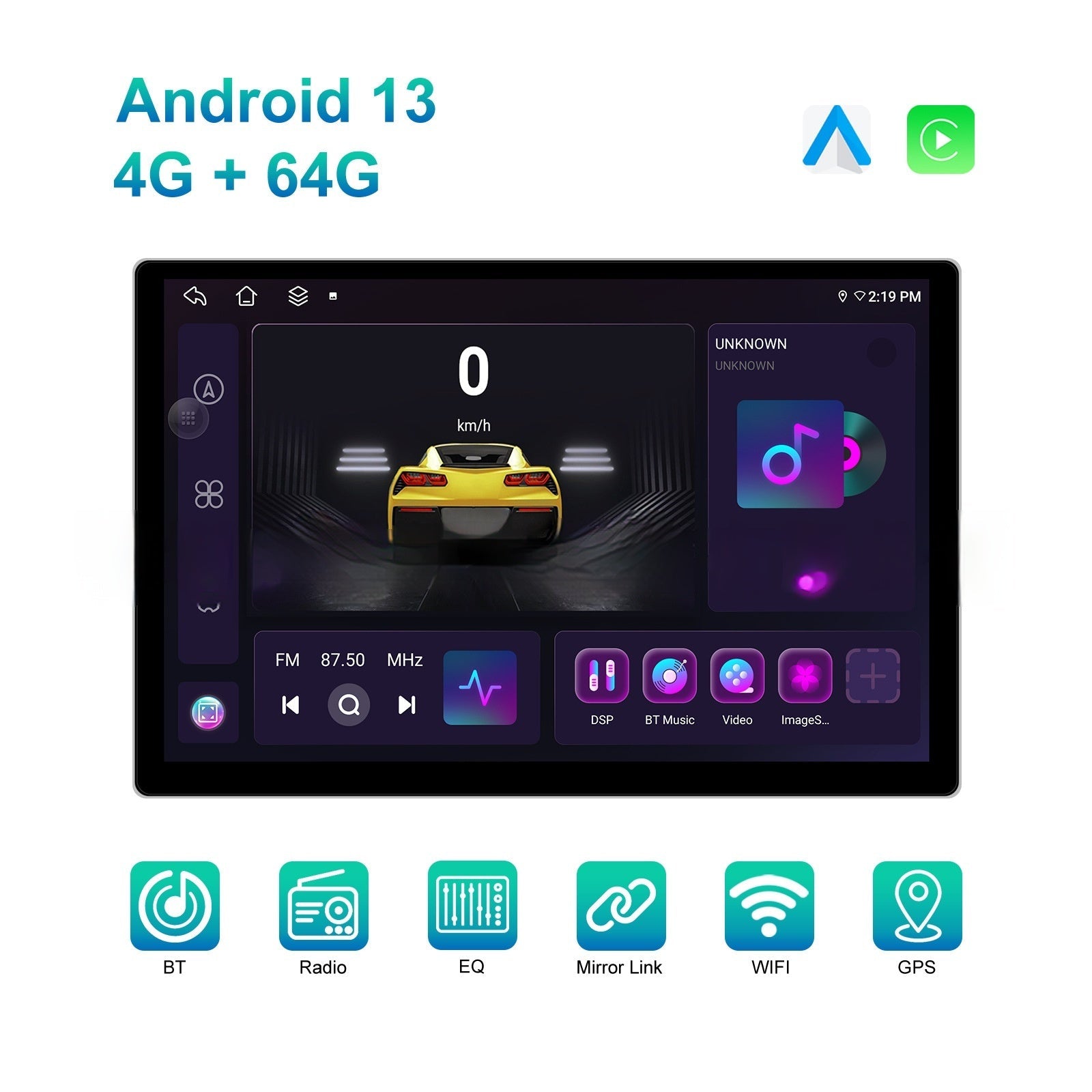 131-inch Android Large Screen Navigation Device With Universal Map APKCarplayreversing Image 0 - Tophatter Daily Deals