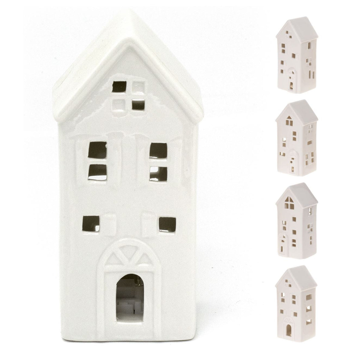 16cm White Ceramic LED Christmas House Ornament | Christmas Village Light Up House | LED Christmas House Night Light Christmas Decoration - Design Varies One Supplied Ornament - Tophatter Daily Deals
