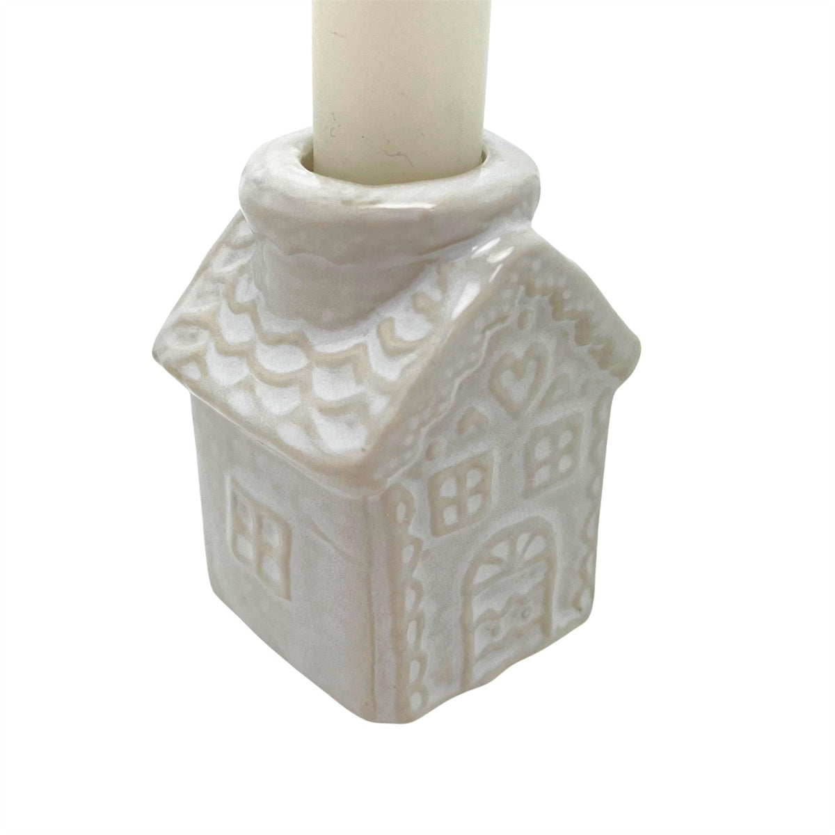 Gingerbread House Christmas Ceramic Candle Holder, Gisela Graham 7cm Candle Holder - Tophatter Daily Deals