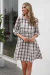 Ivy Lane Plaid Round Neck Mini Dress Casual Dresses - Tophatter Daily Deals