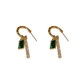 925 Silver Needle Personalized Design Diamond Green Zircon Earrings 0 - Tophatter Daily Deals