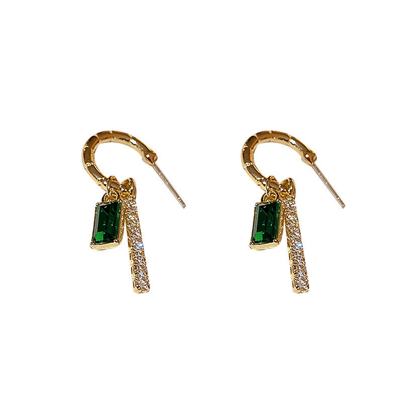 925 Silver Needle Personalized Design Diamond Green Zircon Earrings 0 - Tophatter Daily Deals