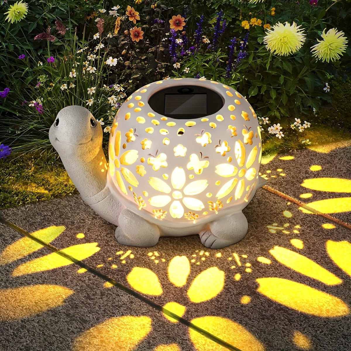 Solar Powered Turtle Light Resin Statue Lawn Ornaments & Garden Sculptures - Tophatter Daily Deals