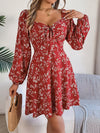 Printed Sweetheart Neck Balloon Sleeve Mini Dress Casual Dresses - Tophatter Daily Deals