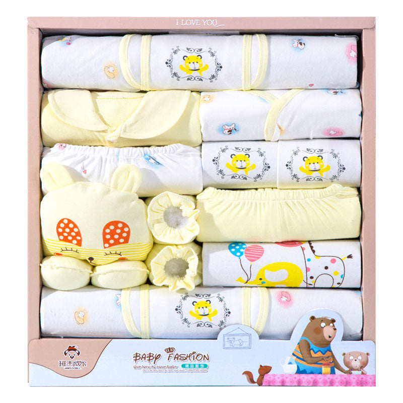 18 Piece Cotton Newborn Clothes Gift Box Set Bear Yellow 59cm 0 - Tophatter Daily Deals
