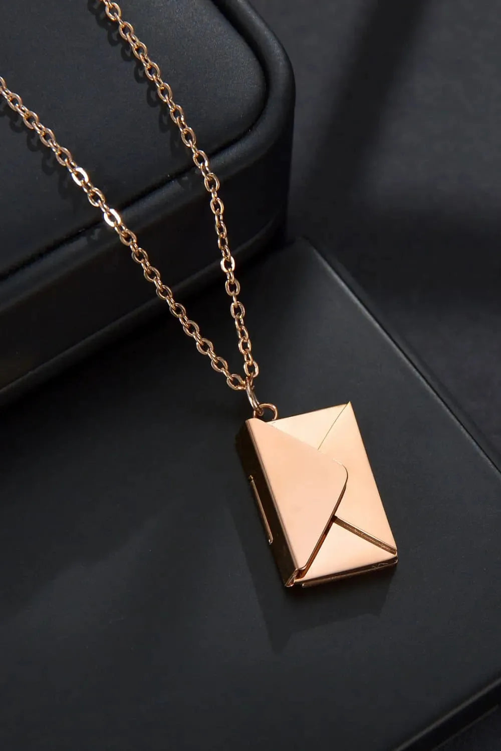 Envelope Pendant Stainless Steel Necklace Rose Gold One Size Necklaces - Tophatter Daily Deals