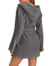 Tie Waist Hooded Robe Sleep Dresses - Tophatter Daily Deals