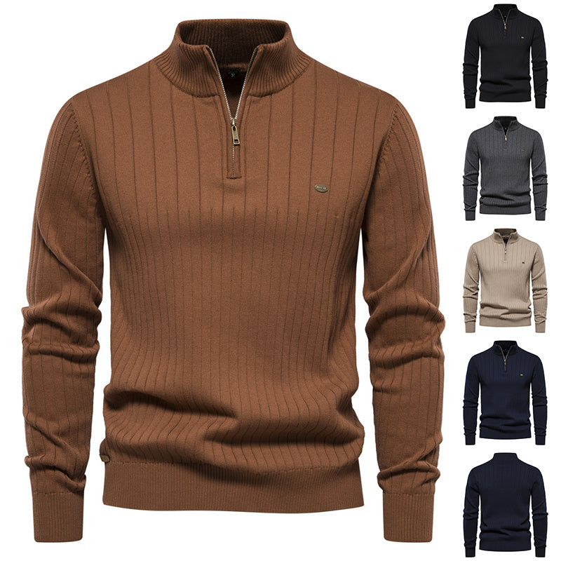 Breathable Men's Half Zip Sweater - Ribbed Cotton, Autumn 3D Changing Face Moving Picture Frame - Tophatter Daily Deals