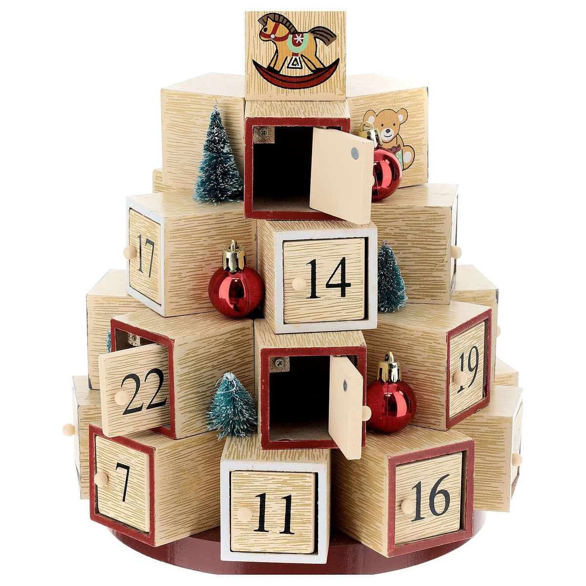 Christmas Tree Advent Calendar | Wooden Toy Block Tree with Glittery Star - 30cm Advent Calendar - Tophatter Daily Deals