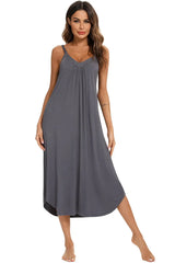 V-Neck Midi Lounge Dress Sleep Dresses - Tophatter Daily Deals