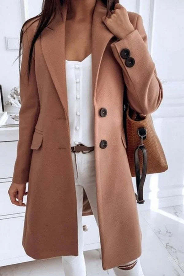 Fitted Classic Women's Wool Coat - Longline Slim Fit Woolen Pink 3D Changing Face Moving Picture Frame - Tophatter Daily Deals