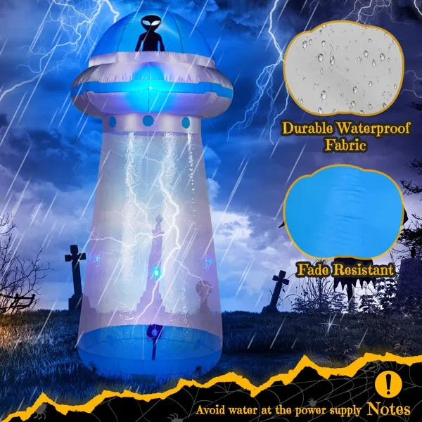 Inflatable UFO 8.8 Ft Yard Decor Halloween 2025 LED 3D Changing Face Moving Picture Frame - Tophatter Daily Deals
