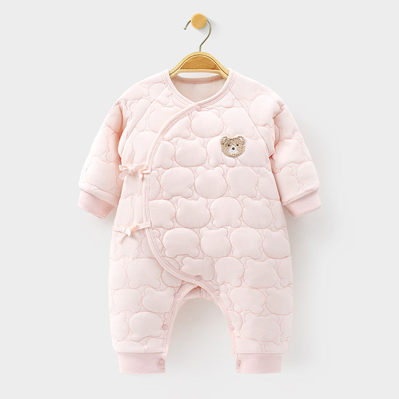Baby Onesie Baby Warm Clip Cotton Thin Cotton Butterfly Clothes Ha Clothes Climbing Suit Pink 0 - Tophatter Daily Deals