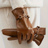 Warm Women’s Faux Leather Gloves – Scalloped Cuff, Lined - Tophatter Daily Deals